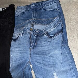 Women's Skinny Jeans - Black and Blue